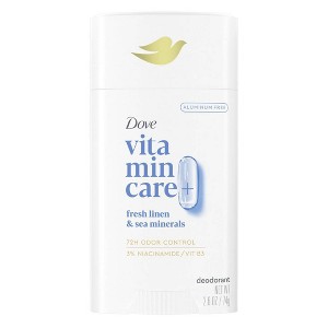 Dove Beauty VitaminCare+ Aluminum Free Deodorant Stick with Niacinamide - Fresh Linen and Sea Minerals - 2.6oz - 1 of 4
