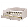 Upholstered daybed Twin Size with Two Drawers and Wood Slat Beige - 4 of 4