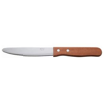 Steak Knives, 4 1/2 Blade, Wooden Handle, Round Tip,Pack of 6,3 packs 