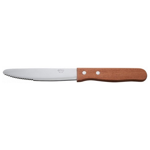 Winco Jumbo Steak Knives, 5? Blade, Wooden Handle, Round Tip - Pack of 12