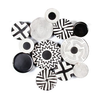 LuxenHome Black and White Abstract Metal Wall Decor Multicolored