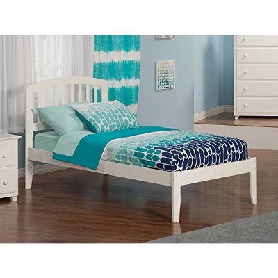 AFI Furnishings Richmond Twin Extra Long Platform Bed with Open Footboard and Turbo Charger in White