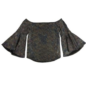 bar III Womens Foil Shimmer Off the Shoulder Blouse - 1 of 2