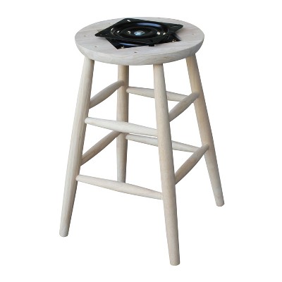 24-Inch Unfinished Swivel Solid Wood Counter Stool