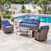 Belord 5PCS Brown Round Rattan Patio Furniture Set with 6" Thick Cushion, Outdoor Lounge Set with Swivel Chairs and Two-Tier Patio Coffee Table - 3 of 4