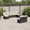 vidaXL 9 Piece Patio Sofa Set with Cushions Black Poly Rattan - Black and Cream Without Table - 2 of 4