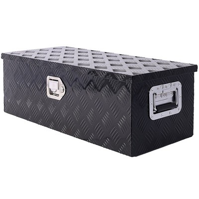 30 Inch Truck Tool Box, Heavy Duty Aluminum Waterproof Tool Box with Lock and Keys, 5 Bar Tread Wide Utility Toolbox,Black