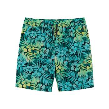 Andy & Evan  Kids  Tropical Print Boardshort w/Built-In Comfort Stretch Short Liner