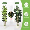 5 FT Faux Fiddle Leaf Fig Tree with White Tall Planter, Faux Trees with Artificial Plants 56 Fiddle Leaves Greenery - 3 of 4