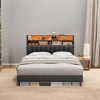 Queen Size LED Bed Frame with Storage Headboard and Charging Station, No Box Spring Needed,with 2 AC Outlets, 1 USB Port, 1 Type-C Port - 4 of 4