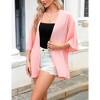 WhizMaxWomen's Cardigan Open Front Chiffon 3/4 Sleeve Cardigan Casual Sheer Beach Cover Ups - 3 of 4