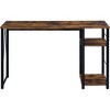 Royal Hampton Writing Desk with 2 Tier Shelves and Tubular Metal Legs, Brown and Black - 2 of 4