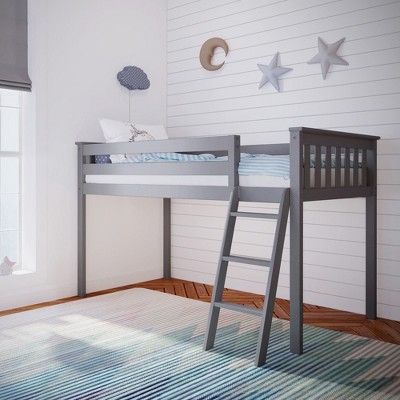 Max & Lily Twin Loft Bed, Solid Wood Loft Beds with Ladder for Kids, No Box Spring Needed