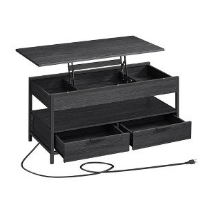VASAGLE Lift Top Coffee Table with Storage Drawers and Charging Station, Hidden Compartments and Open Shelf - 1 of 4
