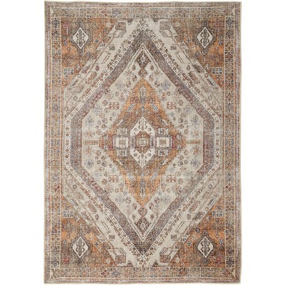 Percy Transitional Medallion Ivory/Orange/Brown Area Rug
