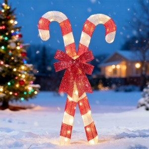 Joyfy 33.6'' Christmas Candy Canes Yard Light Decorations with 50 Pre-Lit LED Lights for Xmas Indoor Outdoor Yard Holiday, Christmas Eve Night Décor - 1 of 4