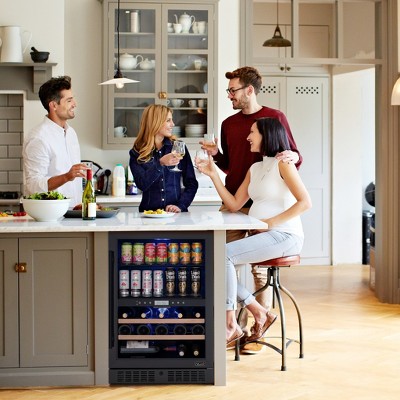 Newair 24" Black Stainless Steel Dual Zone Wine and Beverage Refrigerator