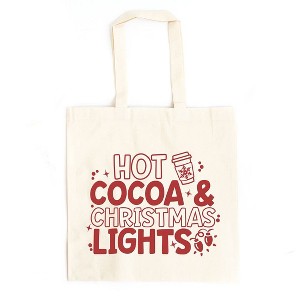 City Creek Prints Hot Cocoa And Christmas Lights Canvas Tote Bag - 15x16 - Natural - 1 of 2