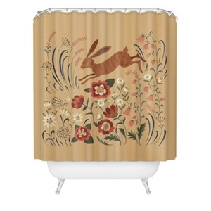 Deny Designs Pimlada Phuapradit Brown Hare Shower Curtain: Woven Polyester, Machine Washable - 1 of 2