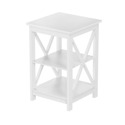 Lavish Home End Table With 2 Shelves And X-leg Design, White : Target