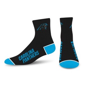 NFL Carolina Panthers Around the Bend Quarter Socks: Cushioned Heel & Toe, Adult Large - 1 of 3