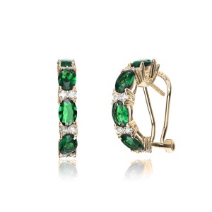 Guili Sterling Silver Gold Plated Half Hoop Earrings with Colored Cubic Zirconia – A Stylish and Elegant Design That Adds a Bold Touch to Any Look - 1 of 2