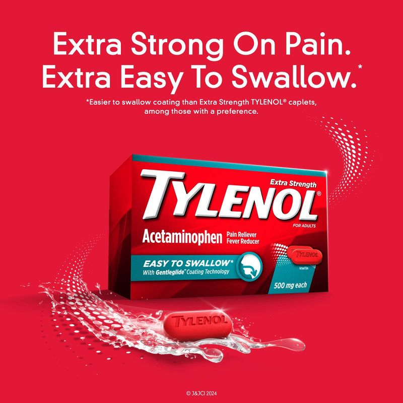 Tylenol Extra Strength Acetaminophen - Easy to Swallow Pain Reliever Caplets - 24 ct, 4 of 10