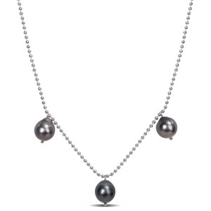 EVERLY JEWELRY | Sterling Silver 8-9 mm Black Tahitian Cultured Pearl Necklace, 18-inch - 1 of 4