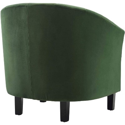 Emerald Velvet Barrel Accent Chair with Wood Legs