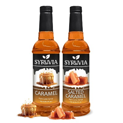 Syruvia Coffee Flavors Variety Pack: Caramel & Salted Caramel 25.4 fl oz Syrup