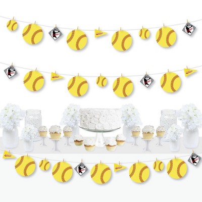 Big Dot of Happiness Grand Slam - Fastpitch Softball - Birthday Party or Baby Shower DIY Decorations - Clothespin Garland Banner - 44 Pieces