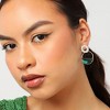 SOHI Women's Green  Dented Stone Circular Drop Earrings - 3 of 3