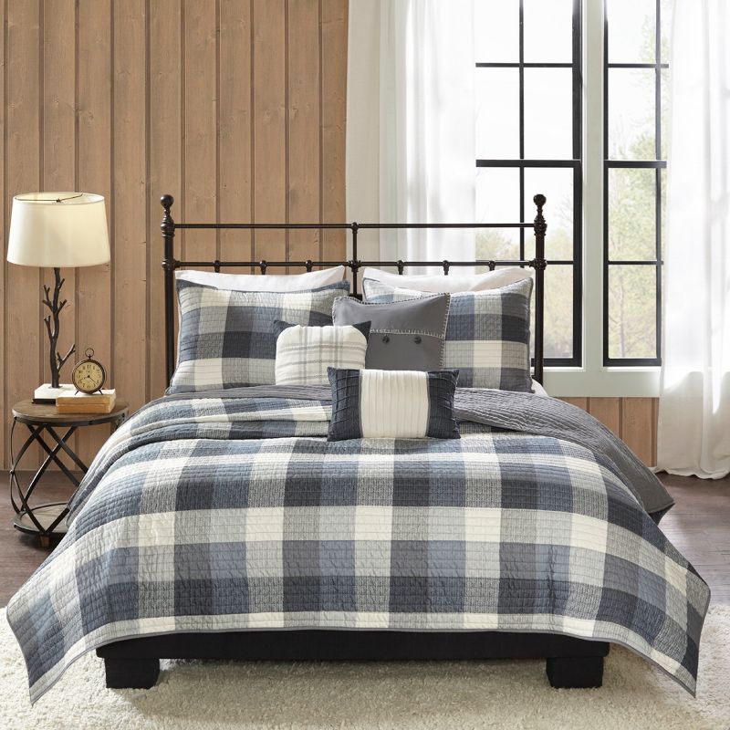 6pc Warren Herringbone Quilted Reversible Coverlet Set with Decorative Pillows - Madison Park, 3 of 11