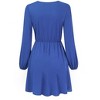 Womens Dress Surplice Dress V Neck Dress Smocked Waist Dress Casual Mini Dress Peplum Wasit Dress - 2 of 4