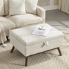 Vynxaria Mid-Century Modern Square Coffee Table Storage Bench - Beige - 3 of 4