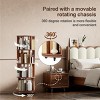 Walnut Solid Wood 360° Rotating Bookshelf Tower with Wheels,4/5/6-Tier Tall Narrow Bookcase for Corner,Bedroom,Small Space-Baofuwish - 2 of 4