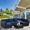 7-Piece Patio Furniture Set, Outdoor Wicker Conversation Set, All Weather PE Rattan Sectional Sofa Set with Cushions - 2 of 4