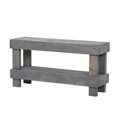 del Hutson Designs Classic Solid Pine Wood Sturdy Construction Contemporary Rustic Decor Style End Table Bench or Side Coffee Table, Gray