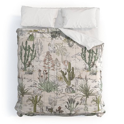 Deny Designs Whimsical Cactus Landscape Airy Comforter and Pillow Sham Set Brown