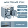 Mshliw 30" Freestanding Bathroom Vanity with Ceramic Sink, Flip Drawer, 2 Storage Drawers & Adjustable Shelf, Solid Rubberwood Frame - 3 of 4