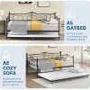 Metal Bed Frame Twin Size Trundle Daybed Heavy Duty Pull Out Sofa Bed with Headboard, Side Armrest ,Easy Assembly, for Living Room, Bedroom - 3 of 4