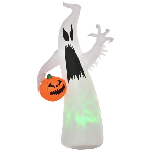 Homcom Inflatable Ghost With Pumpkin, Halloween Outdoor Led Lighted ...