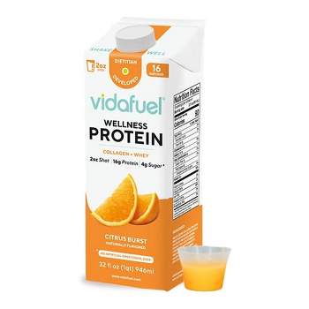Vidafuel Protein Drink 16g Protein per 2oz Shot 32 fl oz Carton - Orange Burst