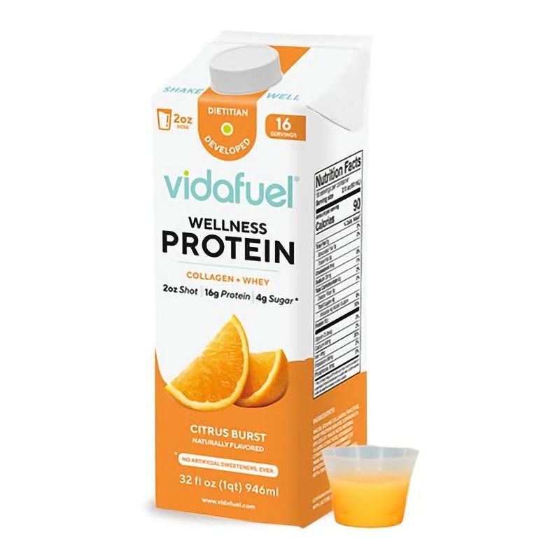 Vidafuel Protein Drink 16g Protein per 2oz Shot 32 fl oz Carton - Orange Burst, 1 of 4