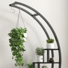 5 Tier Round Plant Stand - Metal Garden Plant Holder Half Moon Flower Shelf Rack With 4 Hanging Hooks - 3 of 4
