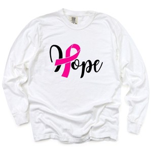Simply Sage Market Hope Breast Cancer Garment Dyed Long Sleeve - 1 of 4