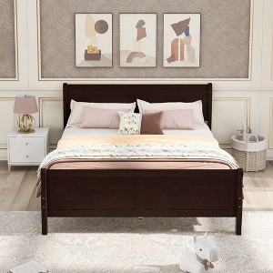 NicBex Twin Size Wooden Platform Bed, Modern Sleigh Bed Frame with Headboard and Slat Support for Bedroom, Easy Assembly - 1 of 4