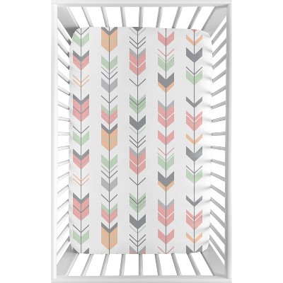 Image of Sweet Jojo Designs Mini Fitted Sheet - Mod Arrow Coral