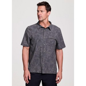 Avalanche Men's Palm Print Button Up Collared Shirt for Casual Wear, Hiking, Vacation Top - 1 of 4