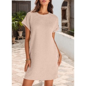 Womens Summer Dresses 2026 Fashion Short Sleeve Cute Spring Mini Dress  Crewneck Casual Beach Vacation Dresses,apricot,X Large : Target
